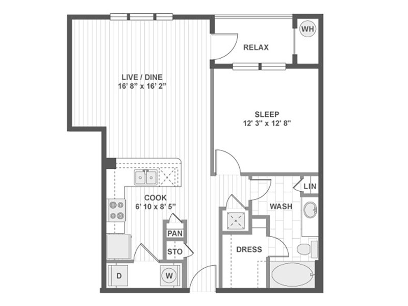 1x1-767 floorplan at Arista Flats