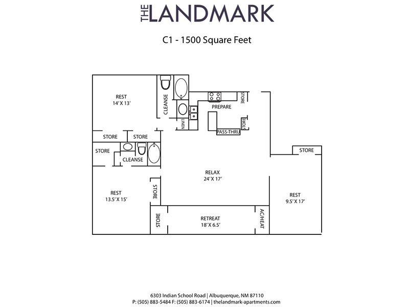 C1 floorplan at The Landmark