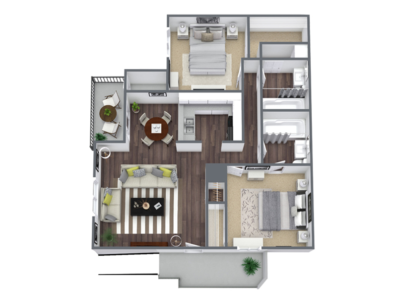 2x2-886 floorplan at Creek at 2645