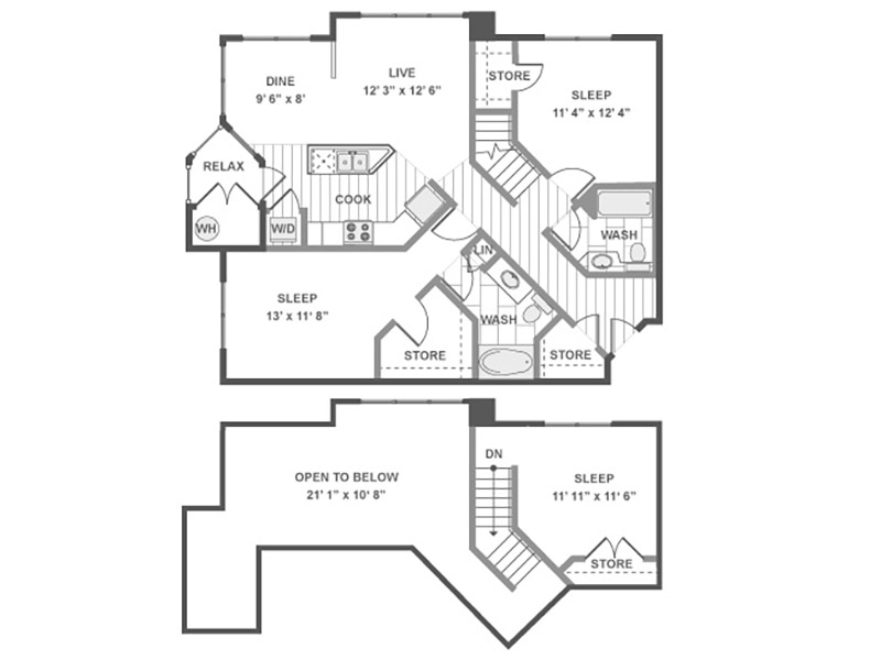 3X2-1285 floorplan at Arista Flats