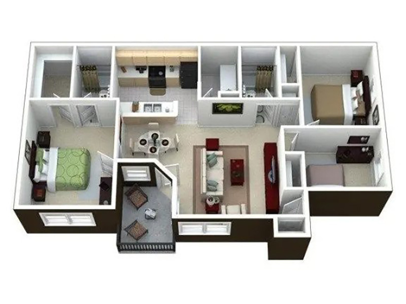 3 Bedroom floorplan at Desert Sage