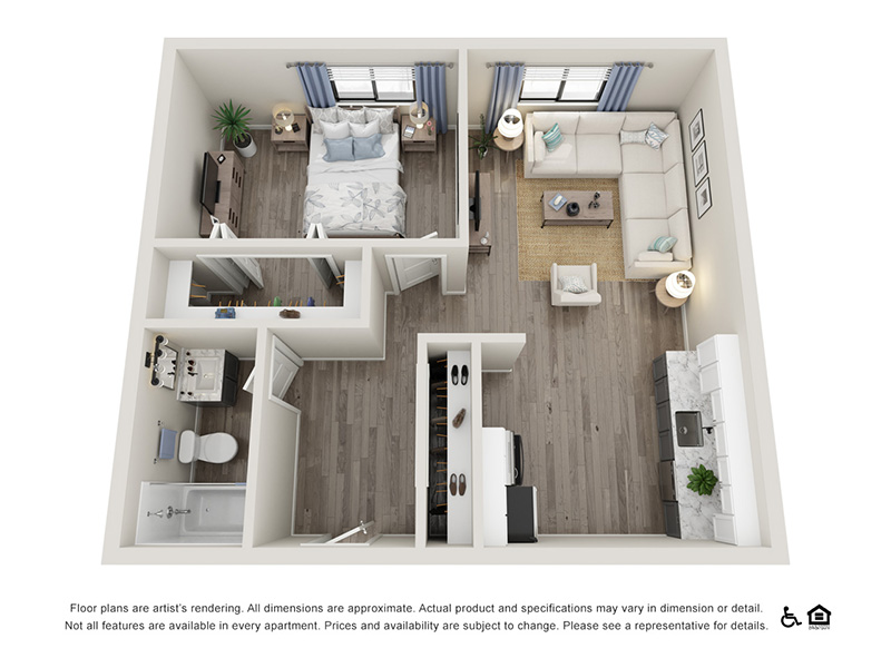 North 1x1 floorplan