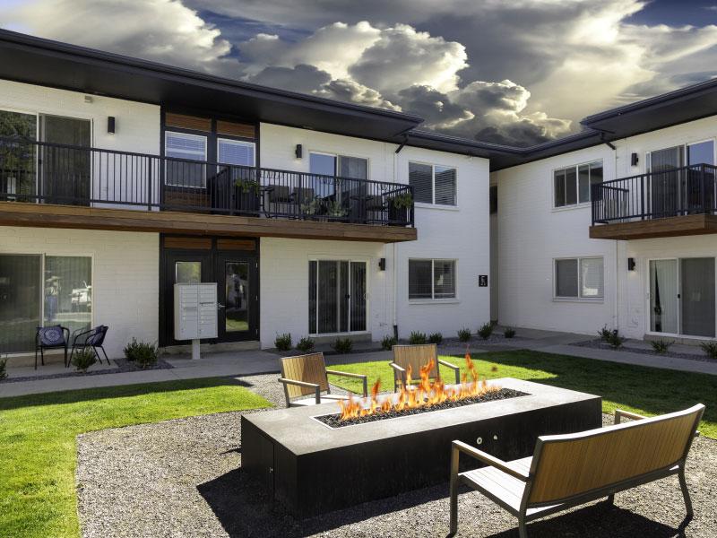 Joshua Tree Apartments | Exterior fireplace | SLC