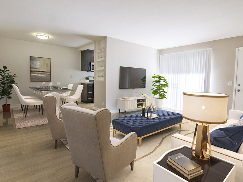 Living Room and Dining Room | The Heights on Superior Apartments in Northridge, CA