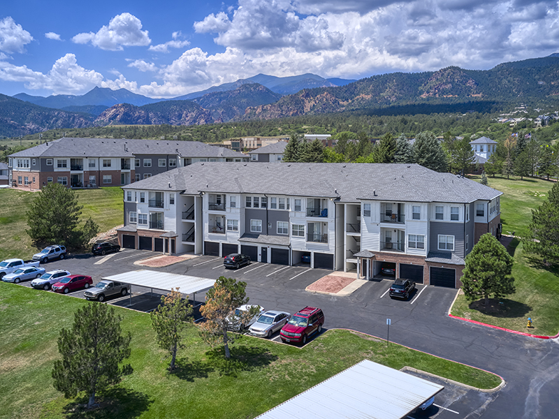 Building Aerial | Retreat at Cheyenne Mountain Apartments