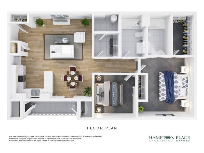 2 Bedroom 2 Bathroom M:Hampton 2x2