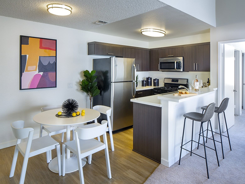 Dining Room and Kitchen | The Heights on Superior Apartments in Northridge, CA