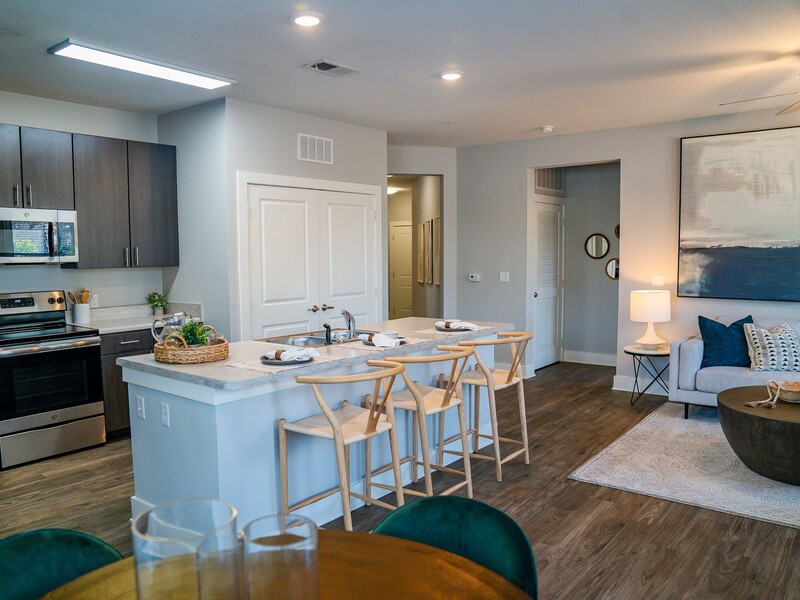 Kitchen and Living Room | Atlantic on the Boulevard Apartments in North Charleston, SC