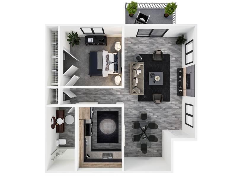One Bedroom:2 Bedroom 2 Bathroom
