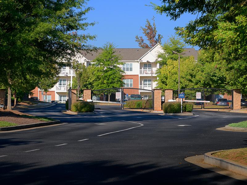 The gated entrance to the community of Colton Creek Apartments in McDonough.
