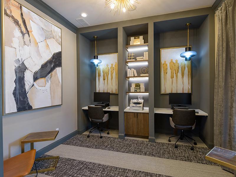 The office has co-working cubicles at Colton Creek Apartments in McDonough.