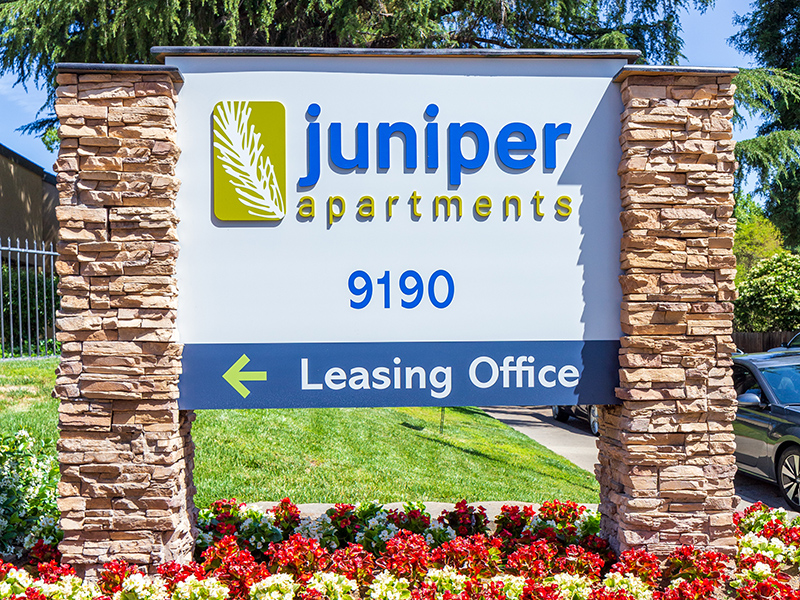 Welcome Sign | The Juniper Apartments in Sacramento, CA