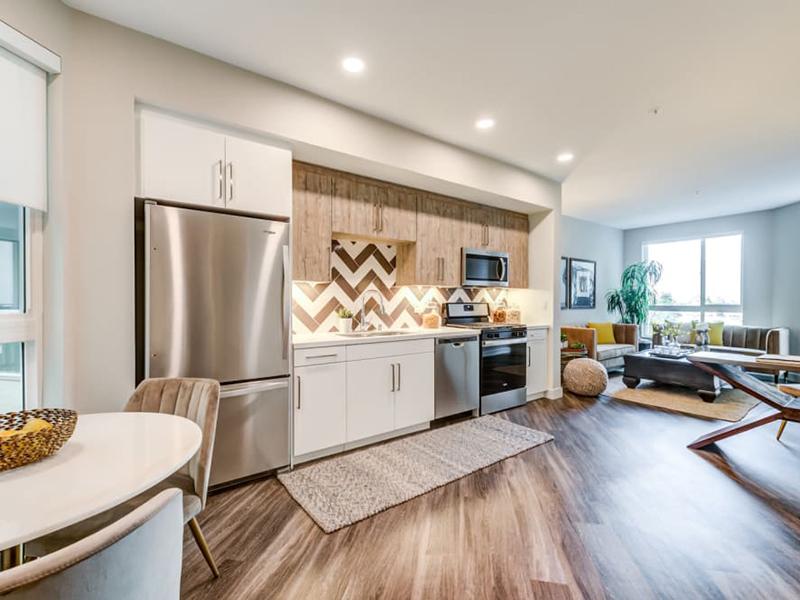 Kitchen and Living Room | The Link Apartments in Glendale, CA