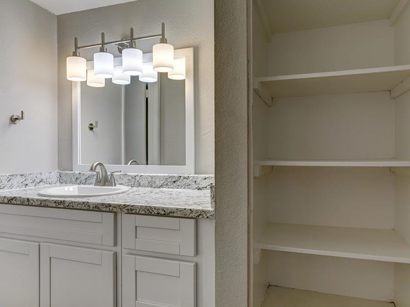Bathroom and Linen Closet | Park 67 Apartments in Glendale, AZ