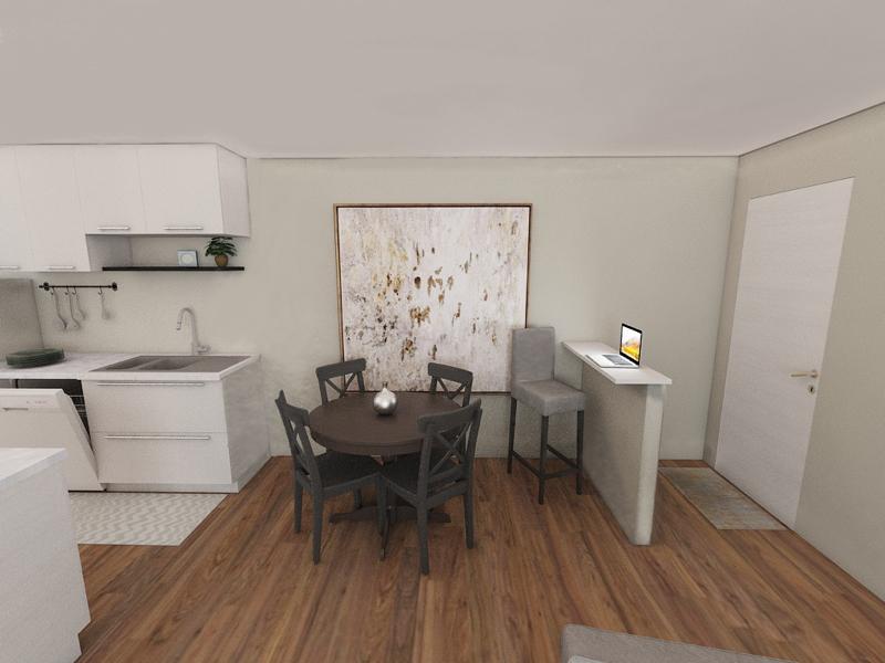 Dining Room & Kitchen Rendering | Edge at Fitzsimons Apartments