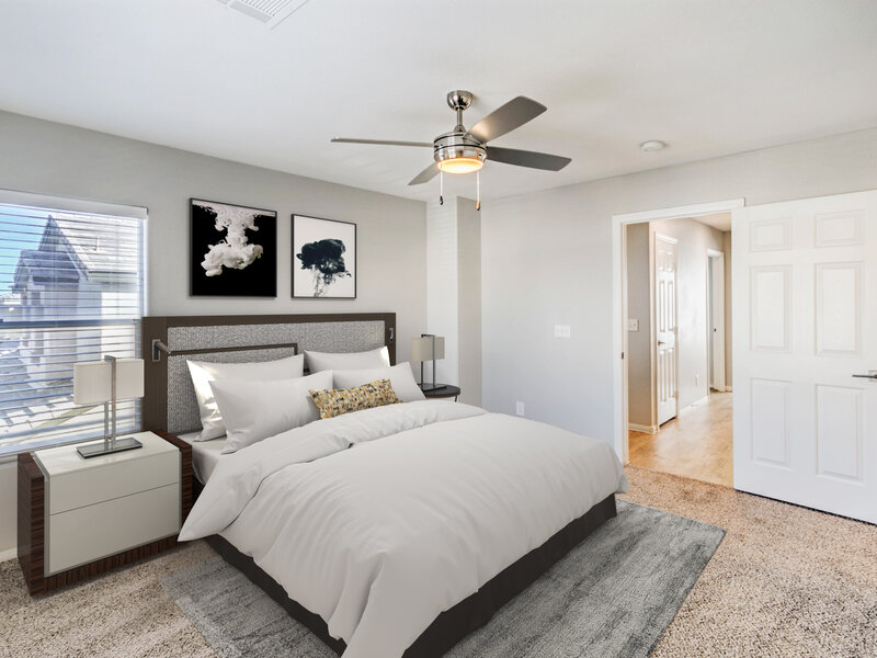 Furnished Bedroom | Suncrest Townhomes in Las Vegas, NV