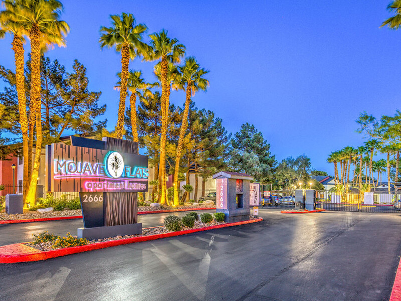 Welcome Sign - Twilight | Mojave Flats | Apartments in Las Vegas