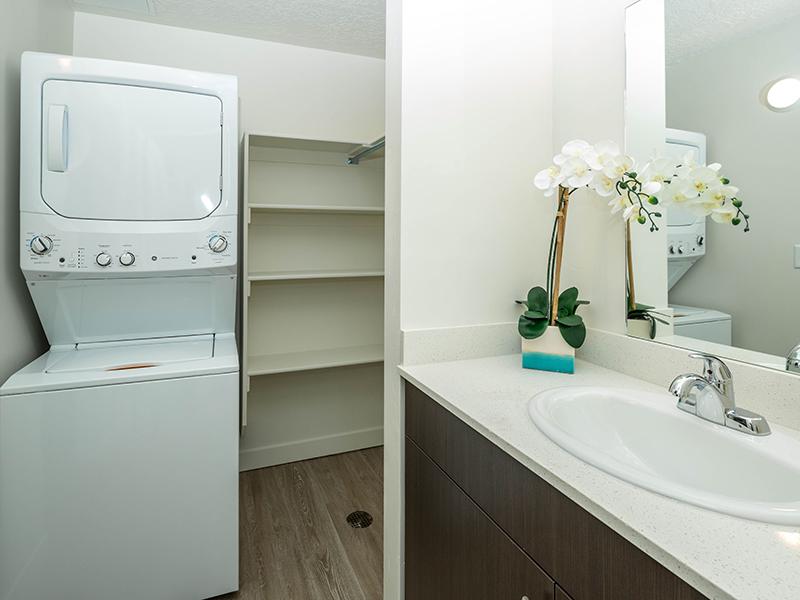 Bathroom & W/D  | Paxton 365 Apartments