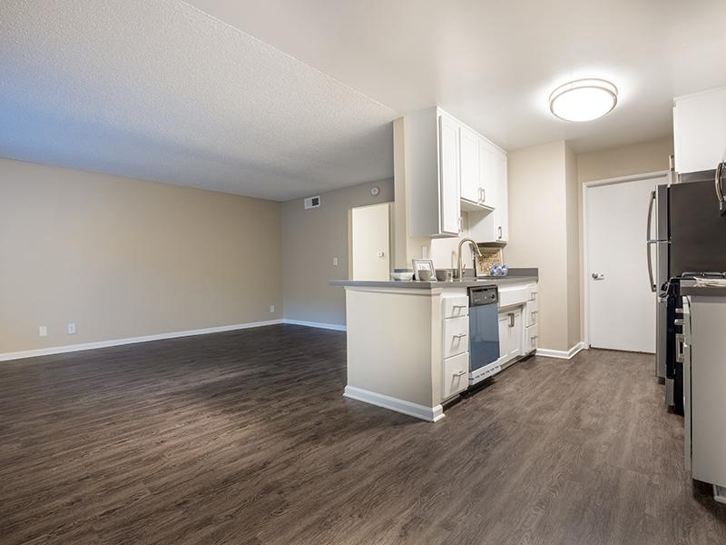 Living Room & Kitchen | The Villas at Anaheim Apartments