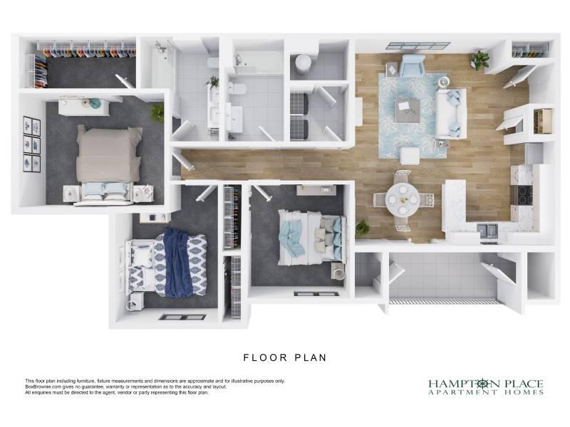 3 Bedroom 2 Bathroom T:Hampton 3x2