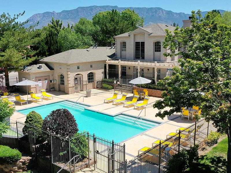 Pool Aerial View | The Enclave Apartments in Albuquerque, NM