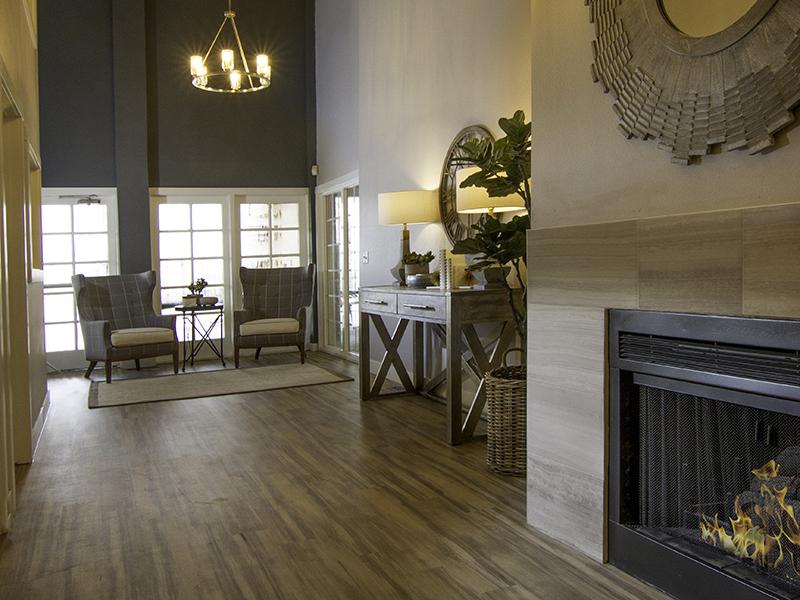 Clubhouse Fireplace | Hunters Woods Apartments