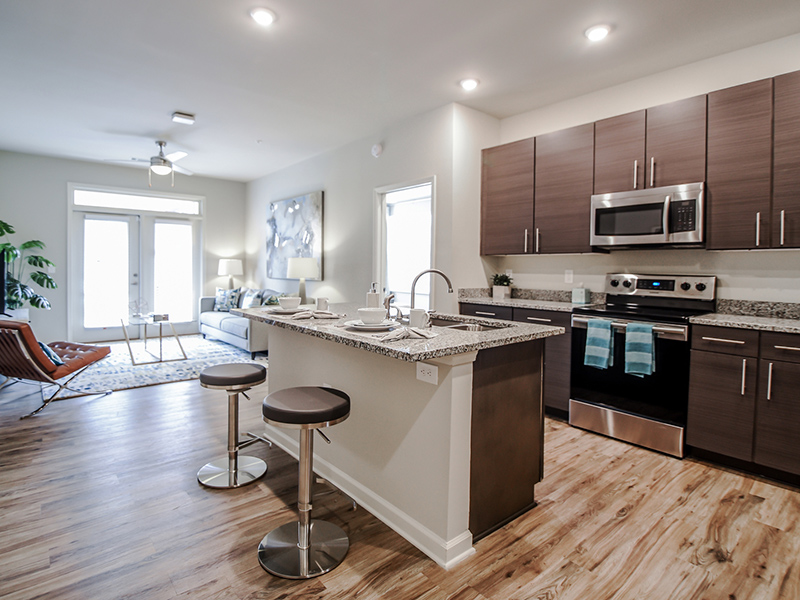 Kitchen and Living Room | Willows at the University Apartments in Charlotte, NC