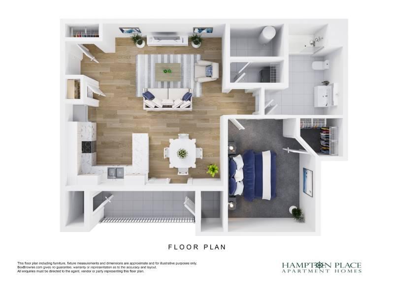 1 Bedroom 1 Bathroom T:Hampton 1x1