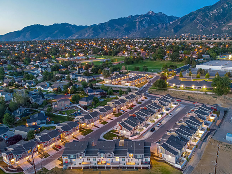 Nighttime Aerial View | Diamond Ridge Townhomes in Draper, UT