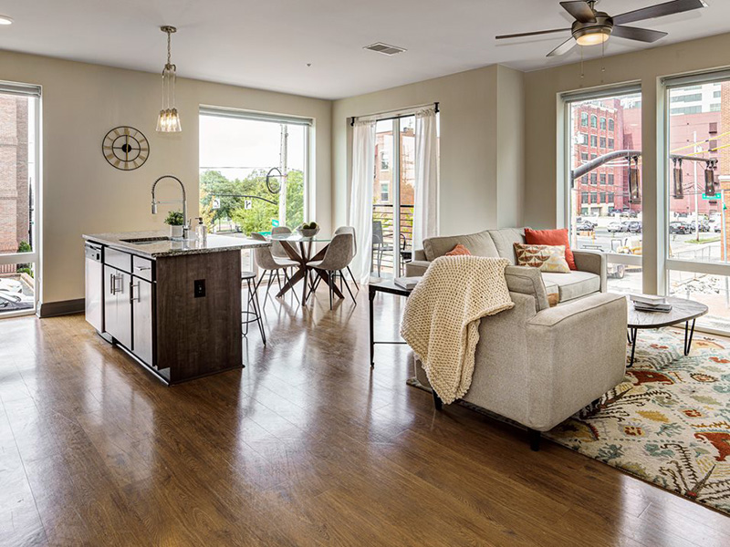 Living Room and Dining Room | 303 Front Street Apartments in Columbus, OH