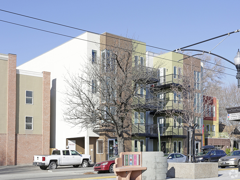 Apartment Exterior | Green Print at the Trax Apartments in Salt Lake City, UT