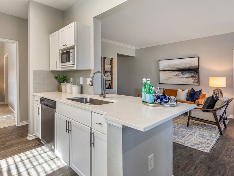 Kitchen and Living Room | Piedmont at Ivy Meadows Apartments in Charlotte, NC
