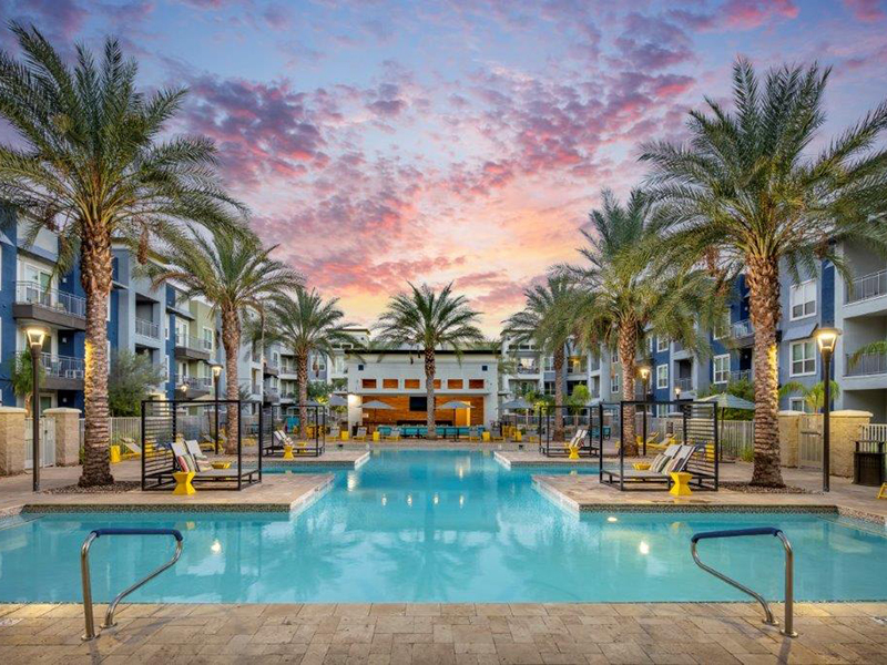 Pool - Sunset | Skye at McClintock Station Apartments in Tempe, AZ