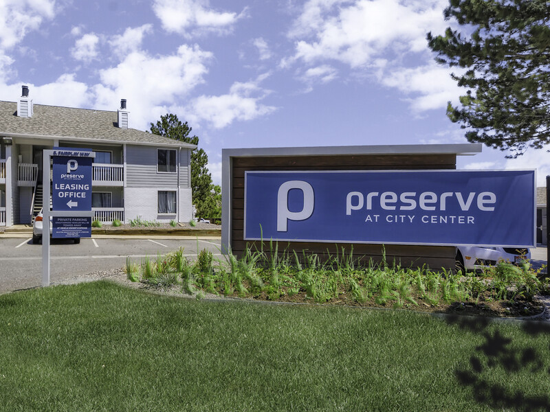 Monument Sign | Preserve at City Center Apartments in Aurora, CO