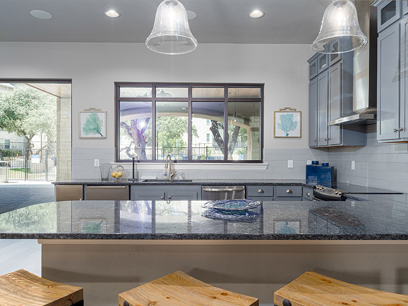 Clubhouse Kitchen | Cascadia Apartments in San Antonio, TX
