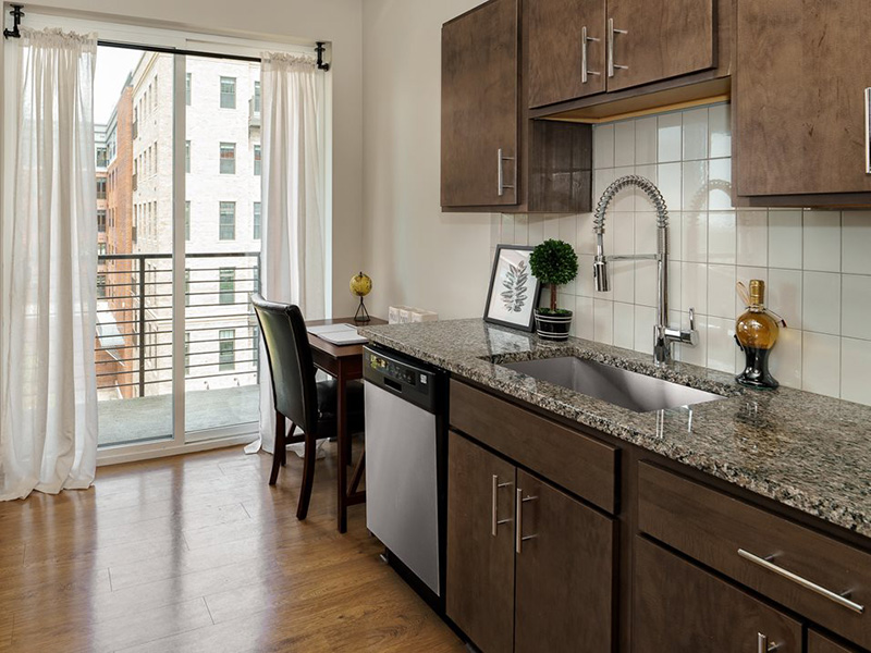 Kitchen and Desk | 303 Front Street Apartments in Columbus, OH