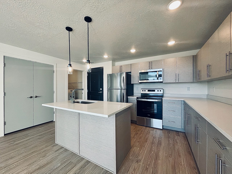 Large Kitchen with Pendant Lighting | Canyon Vista Apartments in Draper, UT
