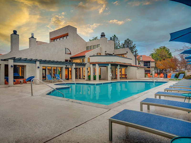 Poolside Seating | Santa Fe at Cottonwood Apartments in Cottonwood Heights, UT