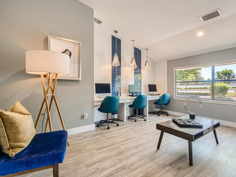 Business Center and Game Area | Preserve at City Center Apartments in Aurora, CO