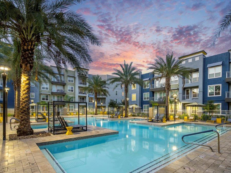 Swimming Pool - Sunset | Skye at McClintock Station Apartments in Tempe, AZ