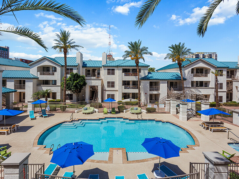 Pool - Aerial View | The Met at 3rd and Fillmore Apartments in Phoenix, AZ