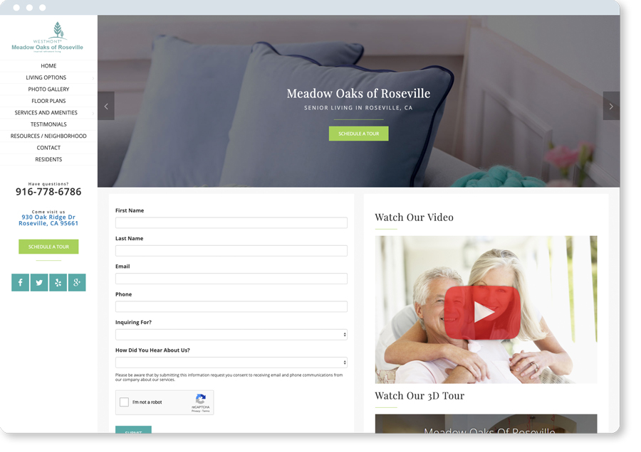 senior living website design